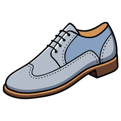 Vector cartoon illustration of brown leather men's dress shoes isolated against white background