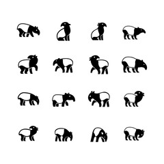 Tapirus line black logo icon design illustration