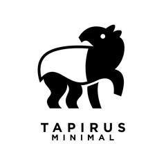 Tapirus line black logo icon design illustration