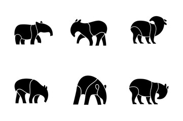 Tapirus line black logo icon design illustration