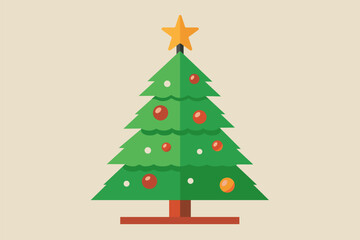A Christmas tree with a star on top. The tree is decorated with many ornaments, including a star, and is surrounded by a white background