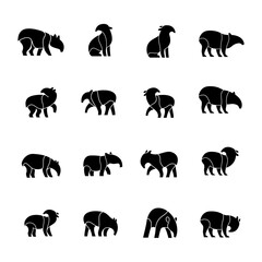 Tapirus line black logo icon design illustration