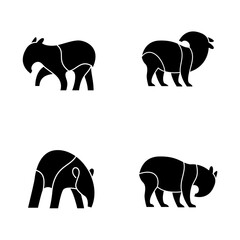 Tapirus line black logo icon design illustration