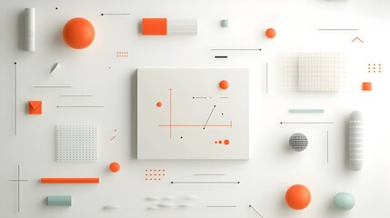 Elegant Abstract Geometric Minimalist Composition with Colorful Shapes and Patterns