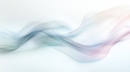 Fototapeta premium Soft, pastel light trails, arcing gently across the white background, forming a smooth, abstract pattern
