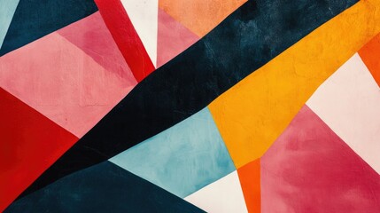 Fototapeta premium A bold abstract canvas print featuring geometric shapes in contrasting colors, perfect for contemporary home decoration