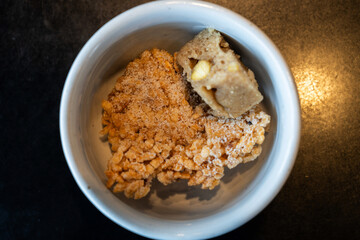 Korean traditional confectionery and scorched rice in the bowl
