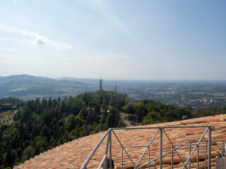 Bologna overview from the top of the Sanctuary of the Madonna of San Luca, Italy