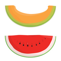 Fototapeta premium Slice of orange cantaloupe melon and watermelon
