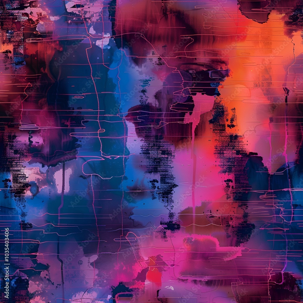 Poster abstract seamless pattern in bold colors representing modern art for wallpaper and textiles