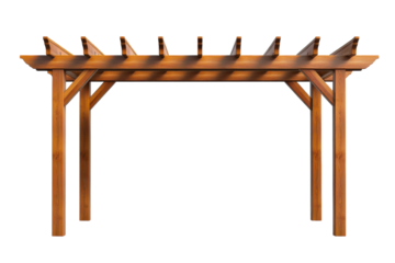 Rustic Outdoor Pergola with Vines Isolated on Transparent Background