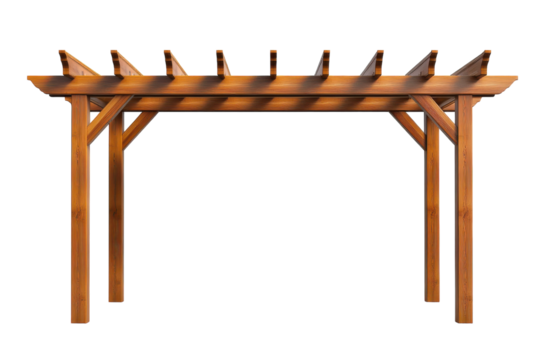 Rustic Outdoor Pergola with Vines Isolated on Transparent Background