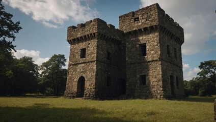 A beautiful archer tower at sunset creates a breathtaking view, perfect for photography