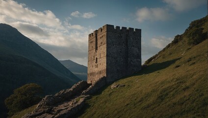 A beautiful archer tower during a bright summer day