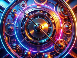 Futuristic Clock with Glowing Rotating Rings - Innovative Timepiece Design for Modern Aesthetics