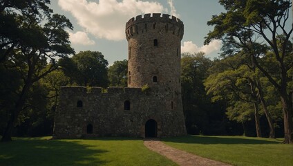 A beautiful archer tower illuminated by stars creates a magical scene for stargazers
