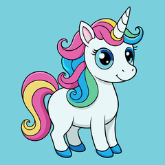 Fototapeta premium Cute coloring with unicorn illustration