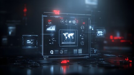 Fototapeta premium Futuristic Digital Dashboard with Infographic Data Visualization and Global Connectivity