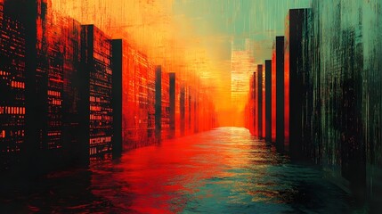 digital data stream technology effect background 