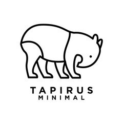 Tapirus line black logo icon design illustration