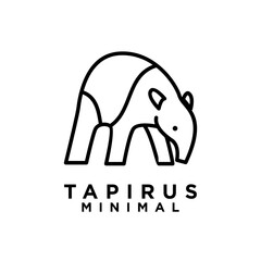 Tapirus line black logo icon design illustration