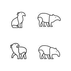 Tapirus line black logo icon design illustration