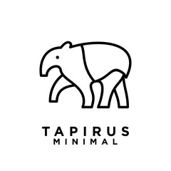 Tapirus line black logo icon design illustration