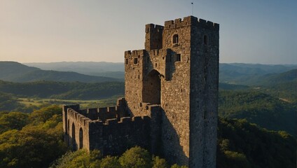 A captivating archer tower against a bright blue sky