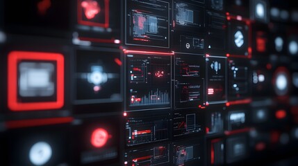 Futuristic Digital Interface with Glowing Neon Elements