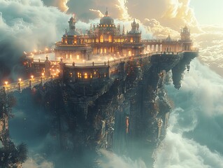 Floating Palace in the Clouds: A Fantasy Architecture Dream