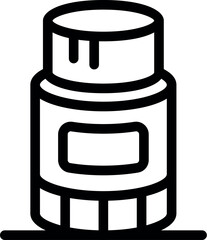 Open paint bucket dripping with black paint on a white background, simple vector illustration for diy concepts