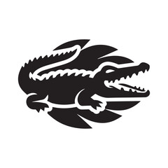 A vector style illustration of a crocodile silhouette.