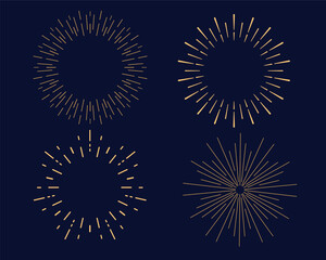 Sun ray or firework line sign. Black round icon. Burst drawing.