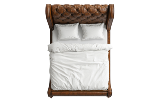 Elegant Sleigh Bed Design for Timeless Bedroom Aesthetics Isolated on Transparent Background