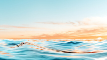 serene ocean view at sunrise, showcasing gentle waves reflecting soft colors of sky, symbolizing tranquility and new beginnings