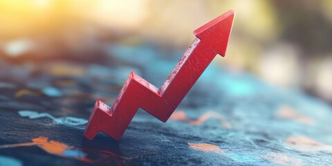 Upward Arrow. Business Growth and Success Concept with Red Upwards Directional Graphic