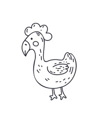 Funny chicken in a minimalist style, hand-drawn, doodle style