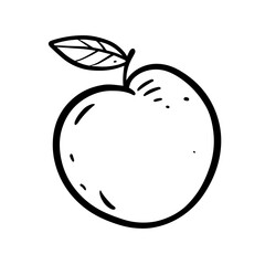 An Artistic Illustration Depicting a Simple, Fresh Apple Fruit Accompanied by a Leaf