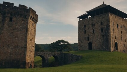 A charming archer tower during winter transforms into a magical wonderland