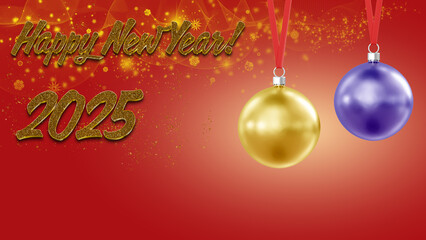 Festive red background with Happy New Year 2025 message