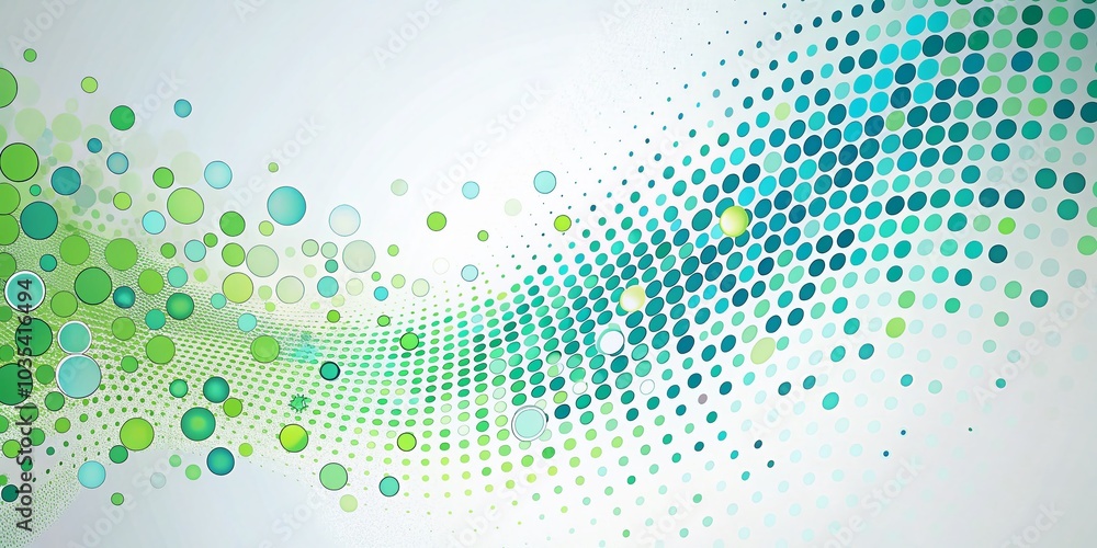 Poster green and blue seamless dots and circles pattern with copy space for design projects