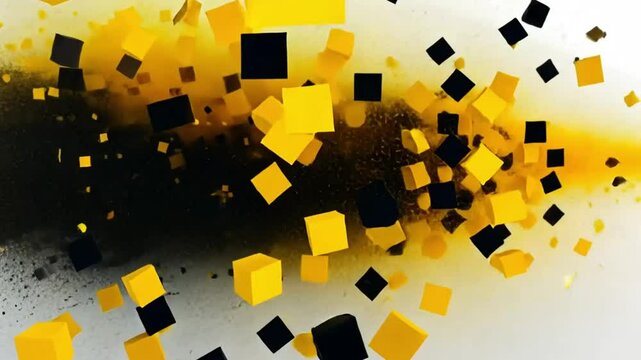yellow and black pixels on white background