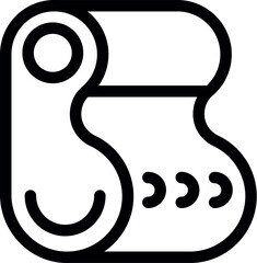 Simple black line art icon representing a roll of toilet paper, an essential for bathroom hygiene