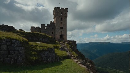 A delightful archer tower during a vibrant spring day