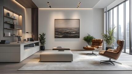 Bright and Airy Modern Living Room with Minimalist Decor and Comfortable Furnishings