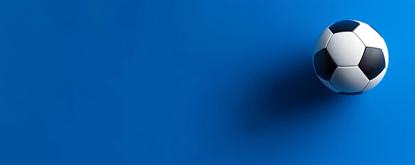 Naklejka premium Soccer ball on bright blue background with copy space