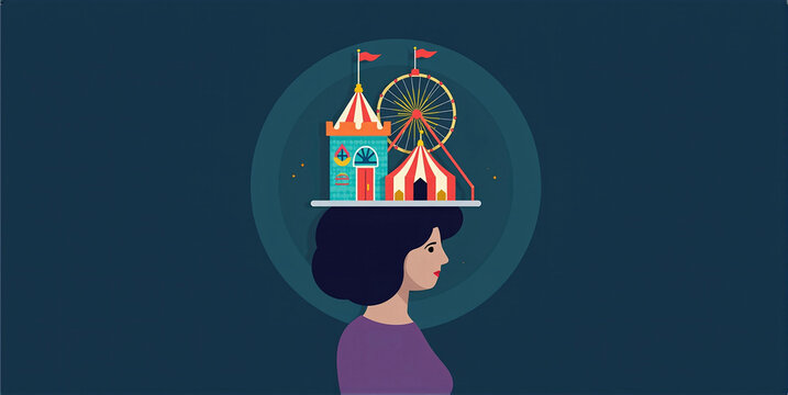 illustrative representation of a person who has emotional ups and downs in life due to stress or mental illness and emotional distress, borderline or depression