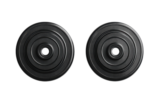 Cast Iron Weight Plates for Barbell Workouts Isolated on Transparent Background