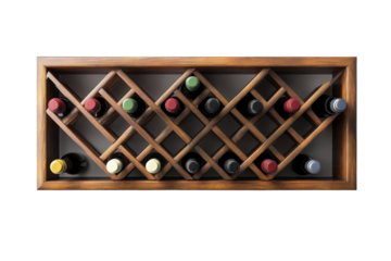 Wooden Wine Rack for 12 Bottles Isolated on Transparent Background