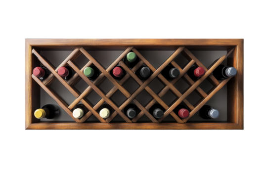 Wooden Wine Rack for 12 Bottles Isolated on Transparent Background